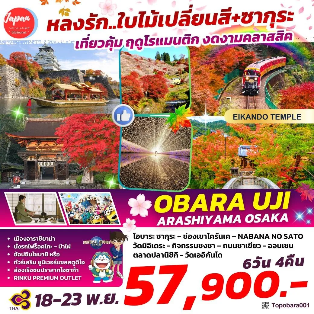 ทัวร์ญี่ปุ่น NAGOYA KYOTO OSAKA 6วัน 4คืน (TG)